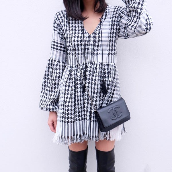 Dara Babydoll Tunic Dress - Black KEFFIYEH