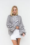 ELEANOR BUBBLE KNIT CARDIGAN -GREY