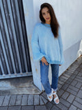 DESIREE OVERSIZE MERINO WOOL JUMPER - CONTRAST SKYBLUE