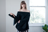 Fallon Longline Off-Shoulder Shirt -Black - HELLO PARRY Australian Fashion Label 