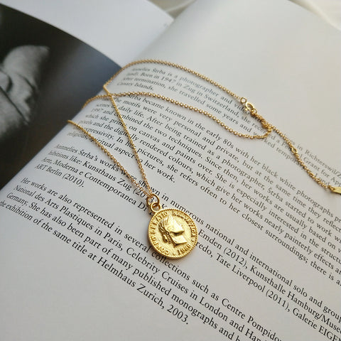 Helvetica Gold Coin Necklace