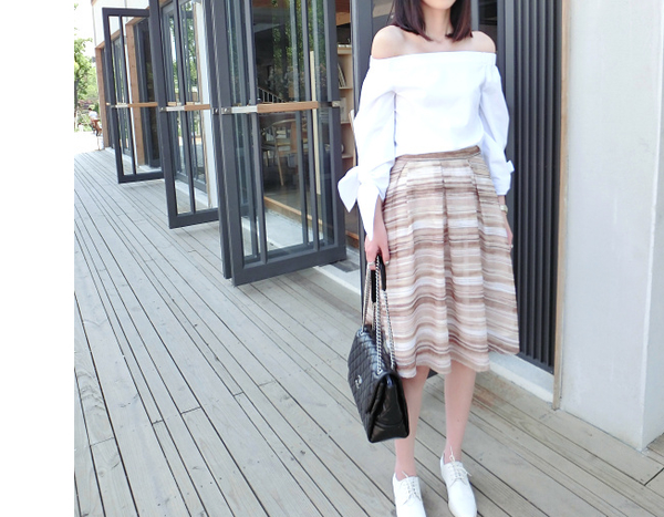 Huntley Natural Striped Ombre Skirt - HELLO PARRY Australian Fashion Label 