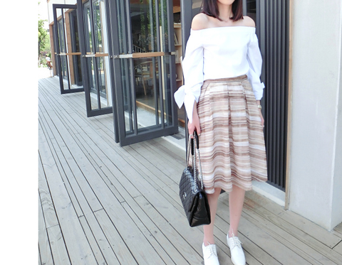 Huntley Natural Striped Ombre Skirt - HELLO PARRY Australian Fashion Label 