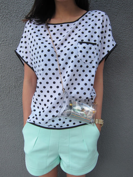 Sino Polka Dot Print Top