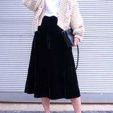 Carly Velvet Midi Skirt- Black