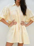 Jenna Shirt Dress -Yellow Gingha