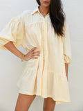 Jenna Shirt Dress -Yellow Gingha