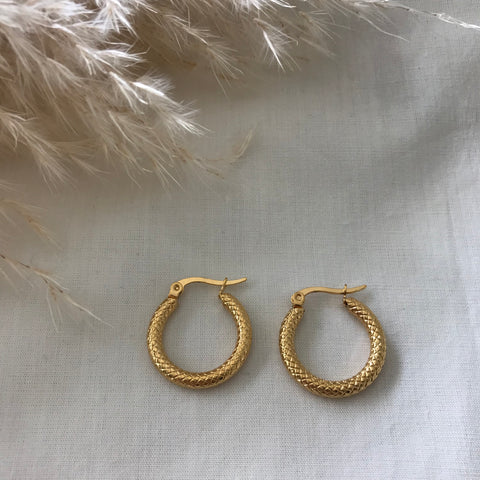 Angie Cross Detail Small Hoops
