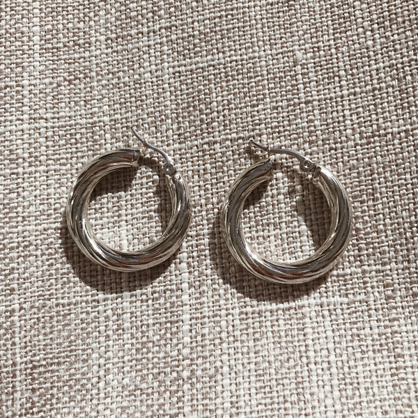 Tash Round Hoops - Silver