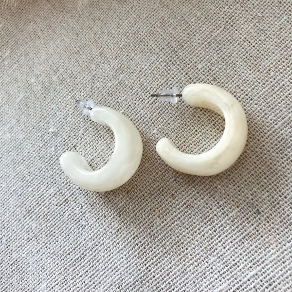 Claire White Small Hoops