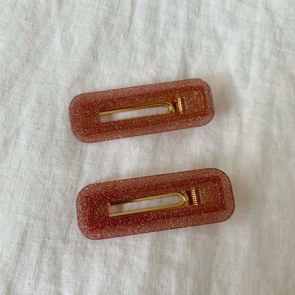 GRACIE HAIR CLIPS GLITTER - ROSE