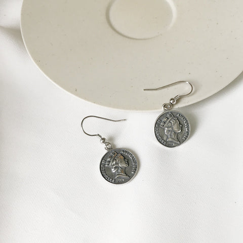 Elizabeth Silver Coin Earrings