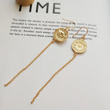 Helvetica Gold Coin Chain Earrings