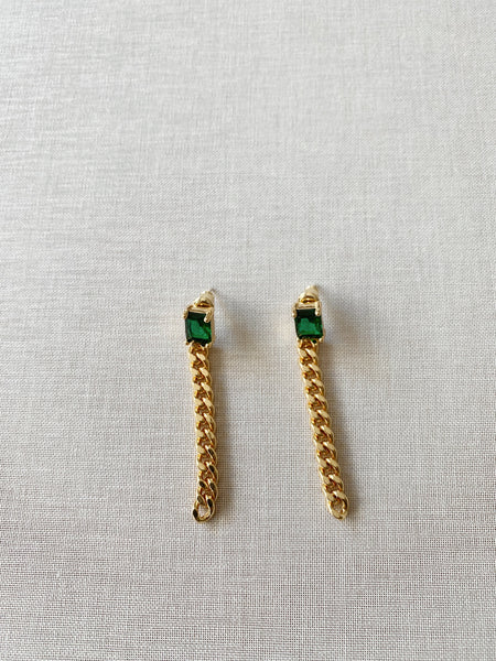 Olivia Gemstone Drop Luxe Earrings - Emerald