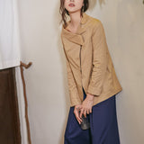 Karla Asymmetrical Collar Shirt - Camel - HELLO PARRY Australian Fashion Label 