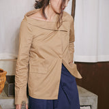 Karla Asymmetrical Collar Shirt - Camel - HELLO PARRY Australian Fashion Label 
