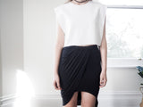 Kava Ruche Split Jersey Skirt-Black - HELLO PARRY Australian Fashion Label 