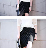 Kava Ruche Split Jersey Skirt-Black