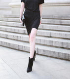 Kava Ruche Split Jersey Skirt-Black - HELLO PARRY Australian Fashion Label 