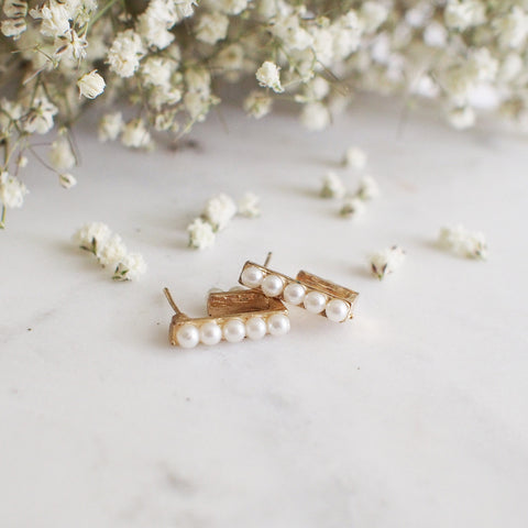 Lorelei Pearl Cuff Studs - HELLO PARRY Australian Fashion Label 