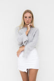 BRENDA FLUFFY CROP JUMPER- LIGHT GREY