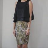 Marilyn Metallic Snake Print Skirt - HELLO PARRY Australian Fashion Label 