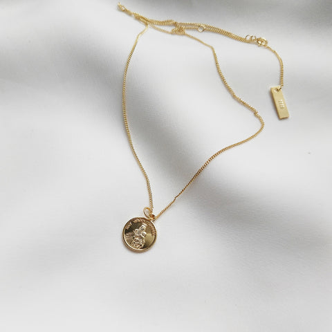 Mary Round Coin Necklace