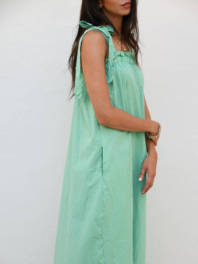 Nadia Gingham Maxi Dress- Green HELLO PARRY Nadia Gingham Maxi Dress- Green HELLO PARRY