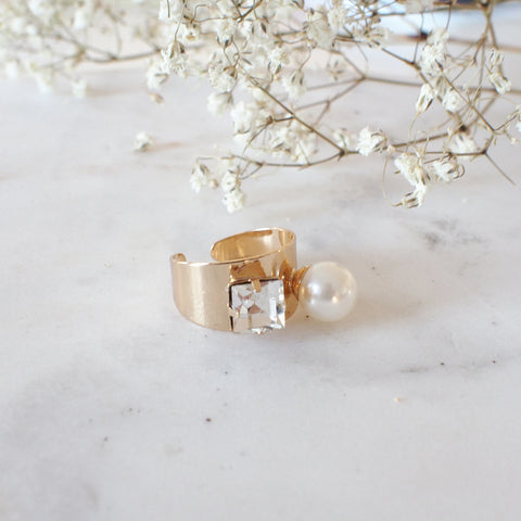 Nicolai Crystal and Pearl Ring - HELLO PARRY Australian Fashion Label 