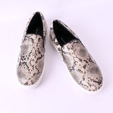Noah Beige Snake Print Slip On Shoes