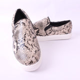 Noah Beige Snake Print Slip On Shoes