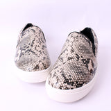 Noah Beige Snake Print Slip On Shoes - HELLO PARRY Australian Fashion Label 