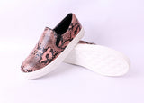 Noah Pink Snake Print Slip On Shoes