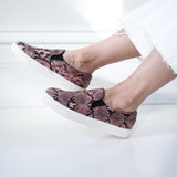 Noah Pink Snake Print Slip On Shoes - HELLO PARRY Australian Fashion Label 