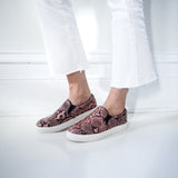 Noah Pink Snake Print Slip On Shoes