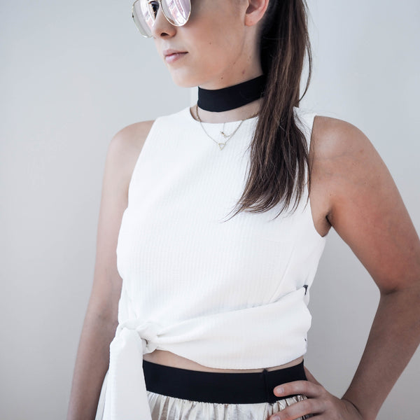 Alisha Textured Crop Top - HELLO PARRY Australian Fashion Label 