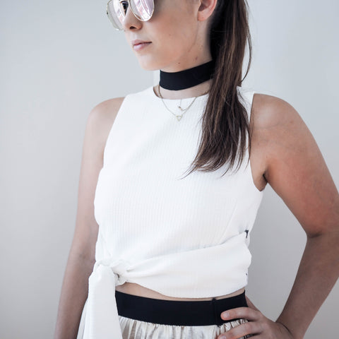 Alisha Textured Crop Top - HELLO PARRY Australian Fashion Label 