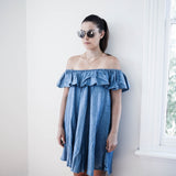 Katie Chambray Off-Shoulder Dress