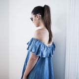 Katie Chambray Off-Shoulder Dress