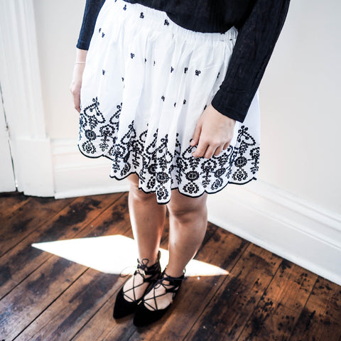Aida Floral Embroidered Skirt - HELLO PARRY Australian Fashion Label 