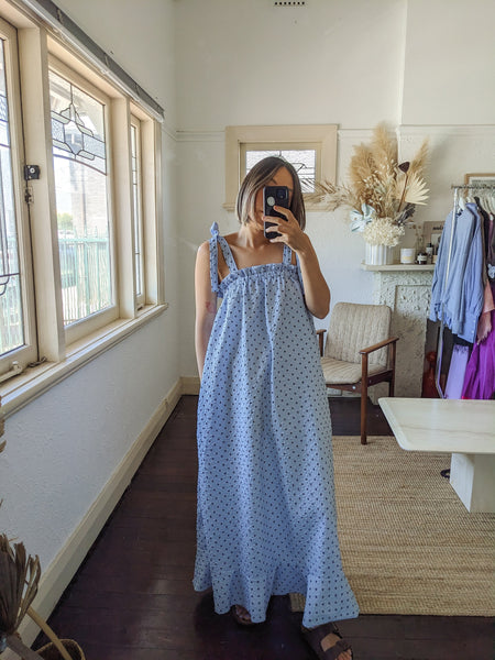 Nadia Floral Maxi Dress - Cornflower Blue