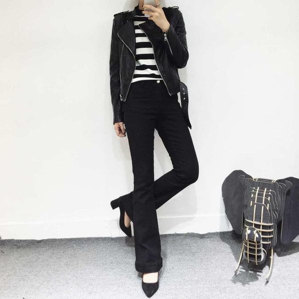 Kelly Black Flared Skinny Jeans - HELLO PARRY Australian Fashion Label 
