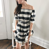 SWEET LULLABY CHECKERED DRESS-BLACK