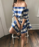 SWEET LULLABY CHECKERED DRESS-BLUE