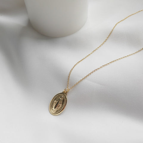 St Mary Oval Coin Necklace
