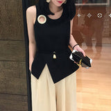 Savannah Irregular Sleeveless Top - Black