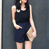 Savannah Irregular Sleeveless Top - Black