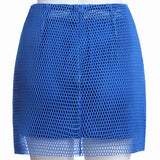 Space Aqua Blue Mesh Skirt