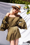 Steph Off Shoulder Dress-Khaki