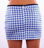 Swallow Tailored Houndstooth Wrap Skirt - Cobalt blue